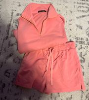 Pink Quarter Zip Sweat Set