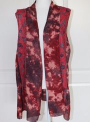 LOGO by Lori Goldstein Tie Dye Vest With Floral Print Panals Size Large