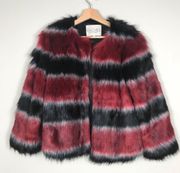 Red, Black, And White Faux Fur Coat