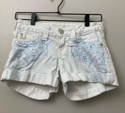 True Religion Vintage Low Rise White Rolled Jean Shorts