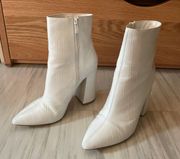 Pretty Little Thing White Ankle Heeled Boots