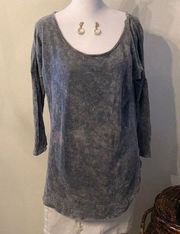 Kaisley Grey distressed 3/4 sleeve tunic T-shirt