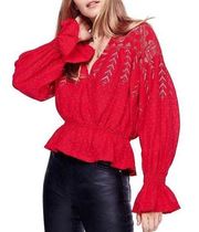 Free People  Counting Stars Red Peasant Top