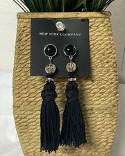 New New York & Company chunky black tassel earrings black