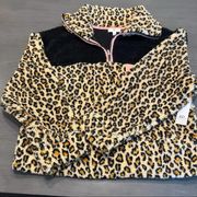 BP Animal Print Sherpa Pullover 3/4 Zip Women's Size Medium‎