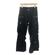 Black Oversized Gothic Punk Rock Jeans With Silver Buttons And Straps