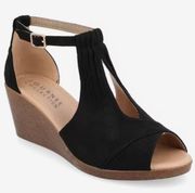 Journee Collection Kedzie Wedge Sandal in Black Size 9.5 NEW