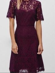 ARITIZIA BABATON LORNA MAROON LACE SHORT SLEEVE DRESS