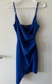 Blue asymmetrical cocktail mini dress