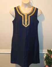 Gorgeous Navy Blue Linen Blend  Shift Dress