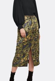 Floral Print Satin Midi Skirt Camo heavy satin midi skirt