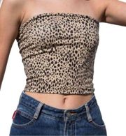 VTG Bebe Leopard Strapless Top Side Zip Size 8