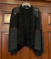 Miss Me asymmetrical open front embroidered lace sweater cardigan