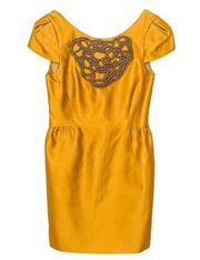 Tibi Silk Brocade Embellished Yellow Sheath Dress, EUC, Size 6, MSRP $495