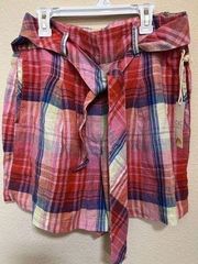 C&C California Bold Pink Plaid Linen Shorts Size 10 NWT