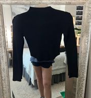 Black Ribbed Crop Sweater