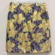 Magaschoni Brocade Floral Print Skirt Multi-color Watercolor Sz 12 NWT $278