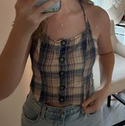 Flannel Button Up Crop Top