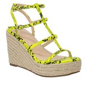 CHASE & CHLOE Yellow Snake Print Espadrille Wedges Size 6.5 NEW