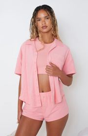 Pink Terry Button Up