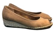 Ferragamo Vintage tan suede espadrilles wedge size 6.5