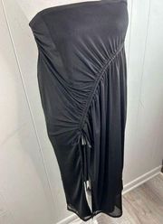 TOPSHOP NWT Black sleeveless Bandeau Drawstring midi dress in Size 4