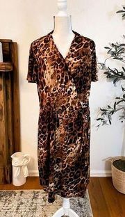 Lane Bryant Leopard Faux Wrap Dress Size 14/16