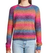 BB DAKOTA BY STEVE MADDEN Sweater Size Large Wool Blend Rainbow Ombre Stripe
