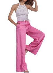 Mustard Seed Women's Medium Candy Pink Wide Leg High Waist Pants