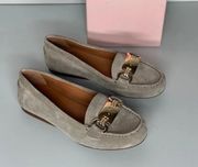 NWT  Womens Carson Leather Classic Loafers Gray Sz 5.