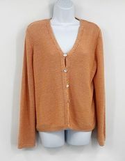Vintage Y2K Orange Creamsicle Sweater Cardigan Size Large Early 2000s Coquette