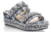 Christian Louboutin Tie-Dye Rafia Straw Flatform Slide Sandals