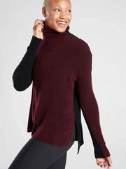 Transit Colorblock Turtleneck Size Small Antique Burgundy Black Wool