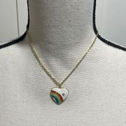 Brand New!! Enamel rainbow heart pendant with chain