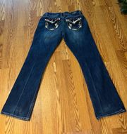 Premium size 8 women jeans with cross and bling on the pockets