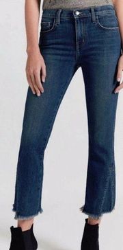 Current/ Elliott Women's The Fan Kick Cropped Frayed Hem Flared Jeans Size 28