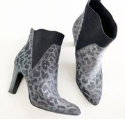 DONALD PLINER Hyde Metallic Sparkle Black Leopard Heel Bootie