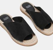 Eileen Fisher Milly Tumbled Nubuck Espadrille Black Sandal Size 7