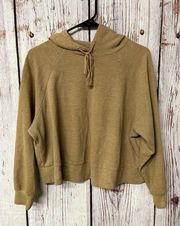 Who What Wear Crop Long Sleeve Hooded Sweatshirt - Honey Orange / Size XS