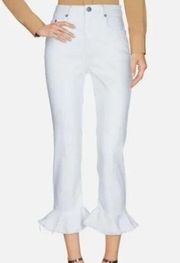 Alice + Olivia Zoe White Ruffled Hem Jeans Sz. 27