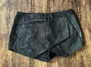 Express Womens 8 Skort Black Silver Snakeskin Skirted Shorts Asymmetrical NWT