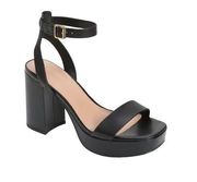 NORDSTROM Moanita Platform Ankle Strap Sandal Block Heel 4" Black Women's Sz 5.5