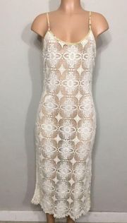 Fine crochet midi cover up dress. NWOT