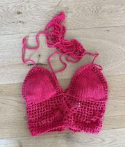 Andi Bagus Canggu Crochet Crop Top in Pink