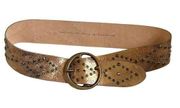 Another Line Inc Boho Italian Leather Bronze Thick Waist Belt Studded Large