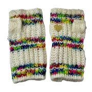 Vintage 80s 90s BETSEY JOHNSON Crochet Knit Metallic Rainbow Fingerless Mittens