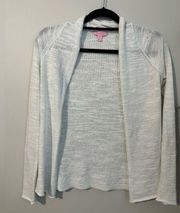 Lilly Pulitzer White Summer Open Front Cropped Cardigan‎ Sweater Women's XS