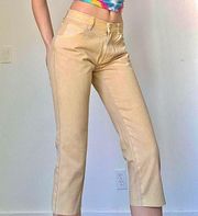 ⭐️VINTAGE ARMANI EXHANGE PALE YELLOW/GOLD COATED CAPRI PANTS⭐️