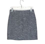 LOFT Gray & White Printed Tweed High Rise Fitted Skirt