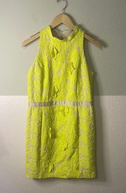 Neon Yellow Lace Sleeveless Dress  Size L